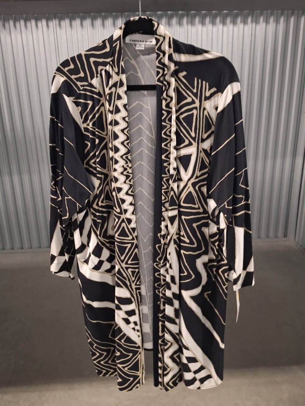 Caroline Rose Geometric Print Longline Jacket - Size 2X - Artful & Elegant